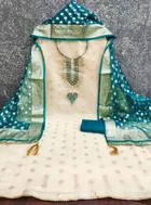 Vichitra Silk Embroidered Unstitched Suit Fabric, Blue