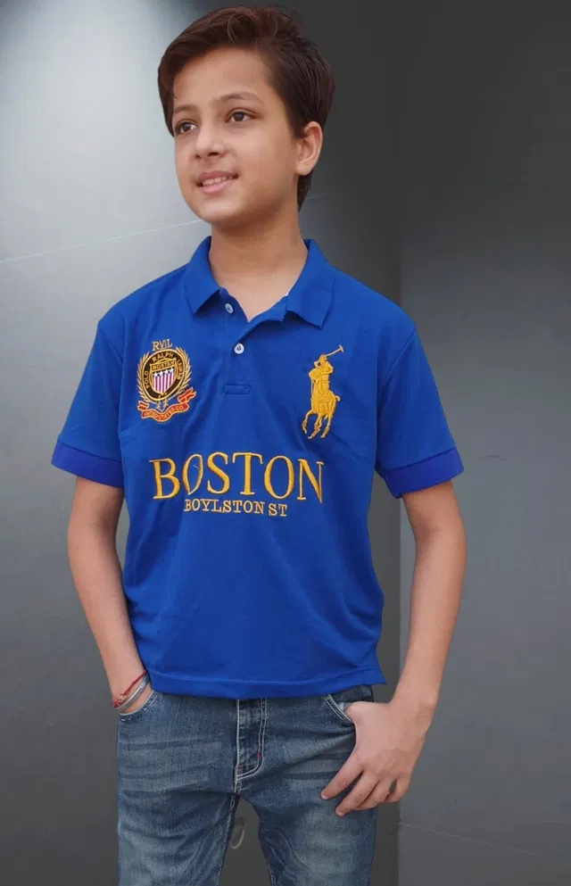 Half Sleeves Printed T-Shirt for Boys (Blue, 32)