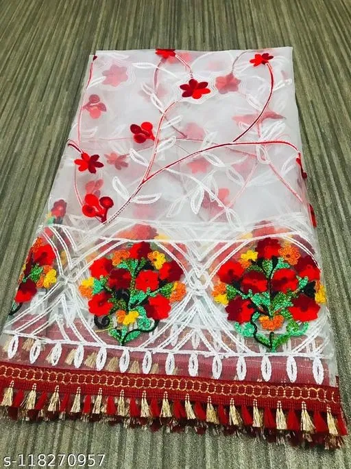 Embroidered Punjabi Net Floral Sewing & Embroidery (Multicolor, Free Size)