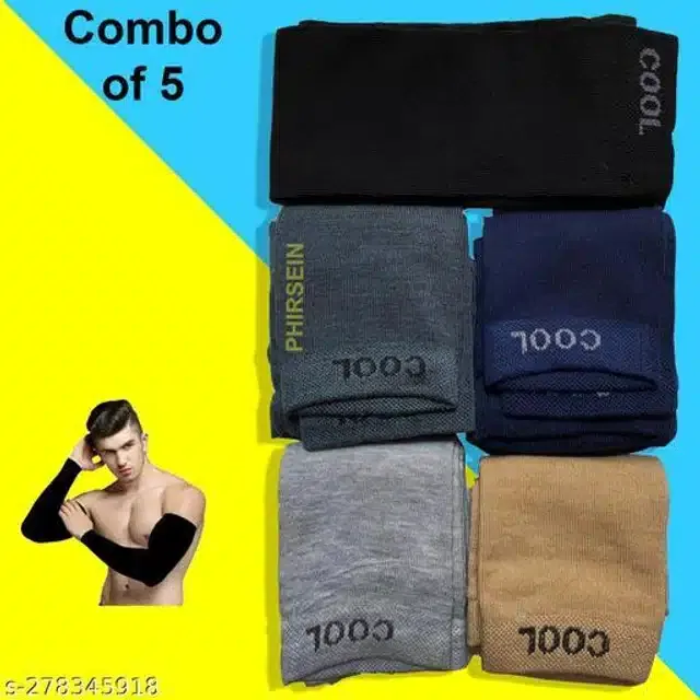Arm Sleeves for Men & Women (Multicolor, Set of 5)
