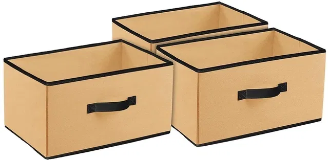 Cnavas Laundry Storage ,Beige, (Pack Of 3)