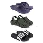 Combo of Sliders with Clogs & Slipper for Men (Multicolor, 6) (Set of 3)