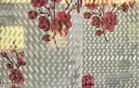 Sheer Floral Branches Printed Red Door Curtain 7ft Pack of 1