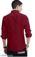 Cotton Blend Striped Shirt for Men, Maroon 
