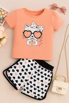 Cotton Blend Printed Clothings Set for Girls 