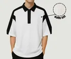 Cotton Blend Colorblocked Polo Neck T-Shirt for Men, White 