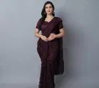 Net Solid Saree for Women 