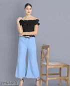 Denim Solid Palazzo for Women 