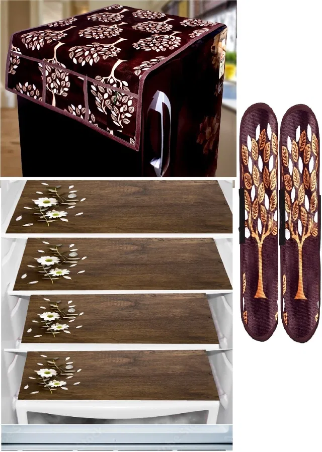 Knit 7 Pcs Fridge Cover Set (Multicolor, Set of 1)