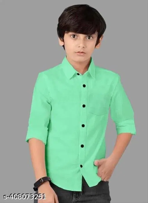 Solid Cotton Blend Polo Shirt for Boys (Green, 5-6 Years)