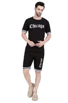 Printed Tracksuit for men (Black, M) (AS-161)