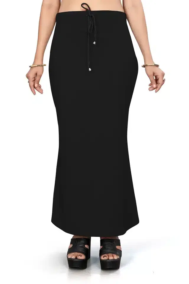 Lycra Solid Saree Petticoat for Women (Black, M)