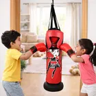 Kids Boxing Set with Hanging Filled Punching Bag, Head Guard & Boxing Gloves [Set of 3]