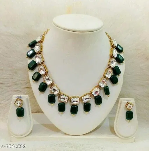 Beaded Alloy Jewellery Set for Women & Girls, White
