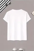 Polyester Printed Round Neck T-shirt for Men, White 