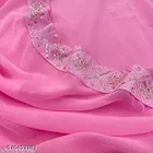 Georgette Applique Saree For Women, Pink