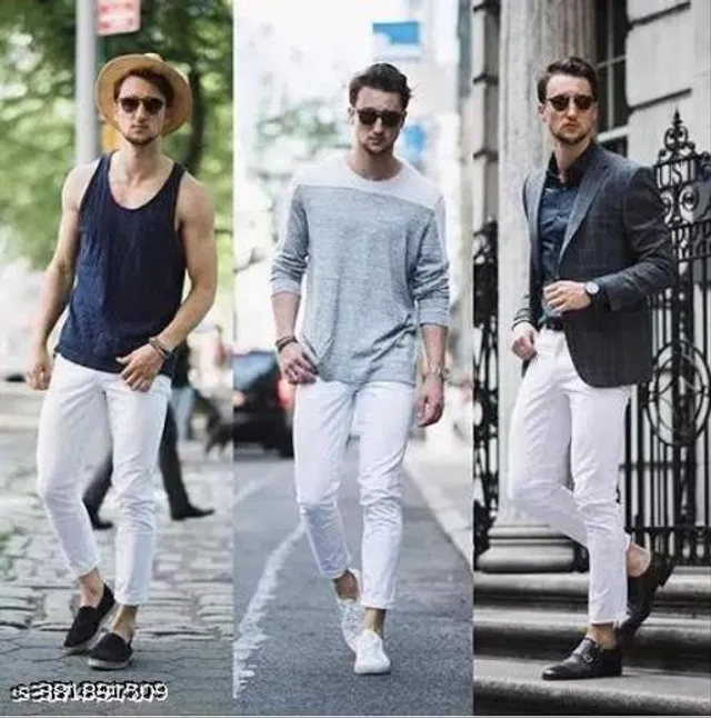 Denim Slim Fit Jeans for Men (White, 32)
