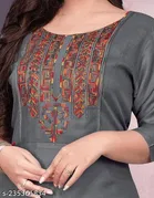 Embroidered Rayon Kurti for Women 