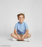 Solid Cotton Blend Short Sleeve Polo for Boys 