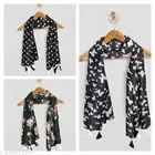 Chiffon Scarves for Women, Black, Pack of 3