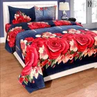 Polycotton Printed Double Bedsheet with Two Pillow Covers 
