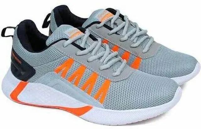 Trendy Running Shoes for Men, Grey & Orange (6)