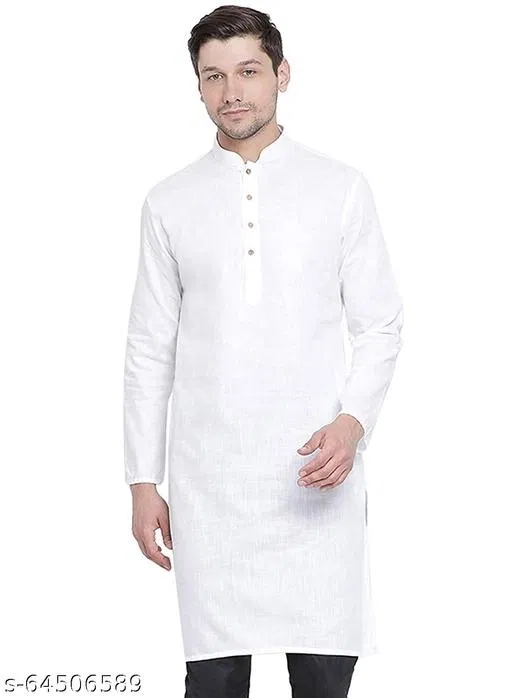 Mandarin Neck Kurta for Men (White, XXL)