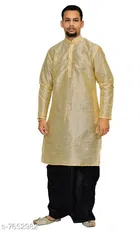 Cotton Solid Kurta with Dhoti for Men 