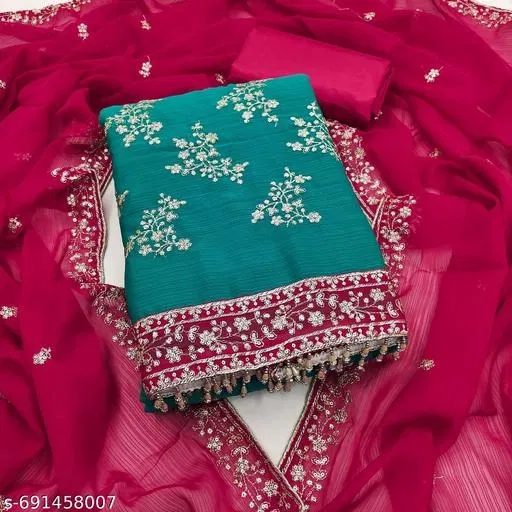 Embroidered Anarkali Suit for Women (Mint Green, Un Stitched)