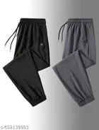 Cotton Pants for Boys, Black & Grey, Pack of 2 