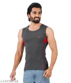 Combed Cotton Gym Vest for Men (Dark Grey, XS)