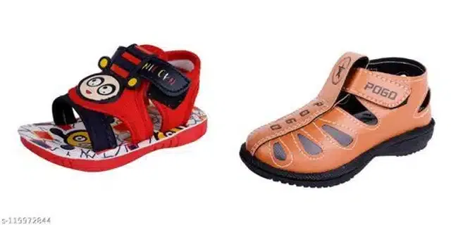 Velcro Sandals for Kids (Multicolor, 15-18 Months) (Pack of 2)
