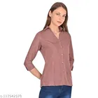 Crepe Solid Shirt for Women, Pink 
