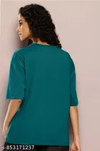 Cotton Blend Printed T-shirt for Women, Green & Blue 