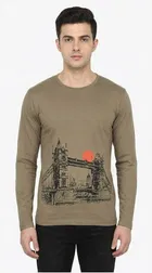 Cotton Graphic Print T-shirt for men, Dark Camel 