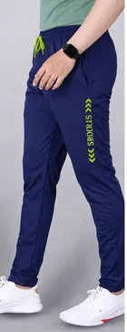 Poly Blend Solid Trackpants for Men, Navy Blue 