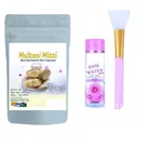 Combo of Daily Glow Natural Gulab Jal (100 ml) & Multani Mitti Face Pack (200 g) with Brush (Multicolor, Set of 3)