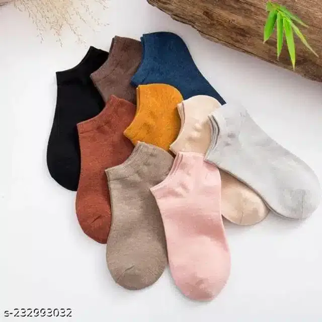 Cotton Socks for Women (Multicolor, Set of 9)