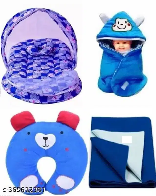 Combo of Baby Sleeping Set (Blue, Set of 4)