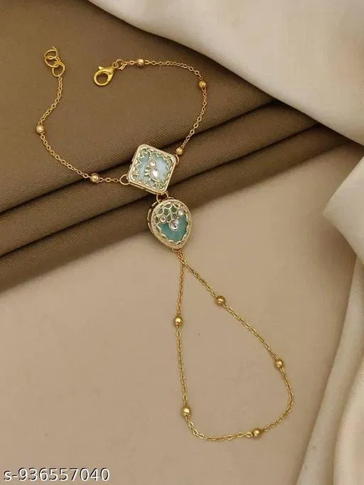 Hath Panja Bracelet for Women (Green, Free Size)