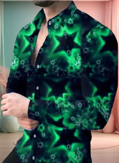 Printed Casual Shirts for Men (Green, L)