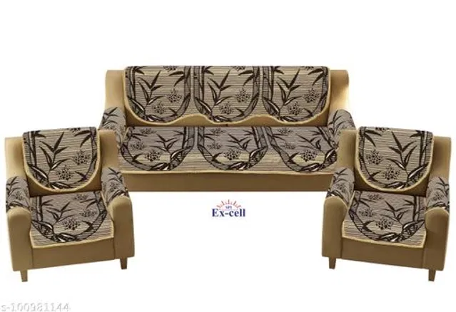 Polycotton 5 Seater Sofa Covers (Brown, Set of 1)