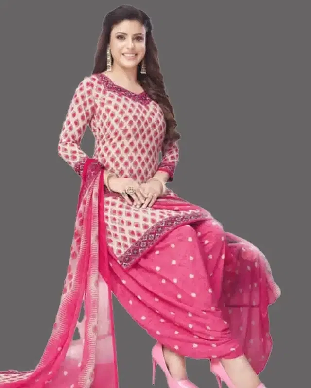 Unstitched Dress Material for Women & Girls (Pink)