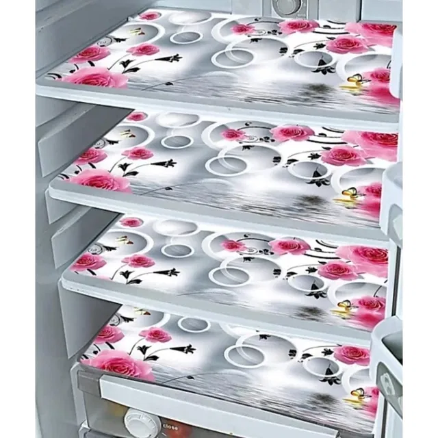 PVC Fridge Mat (Multicolor, Pack of 4)