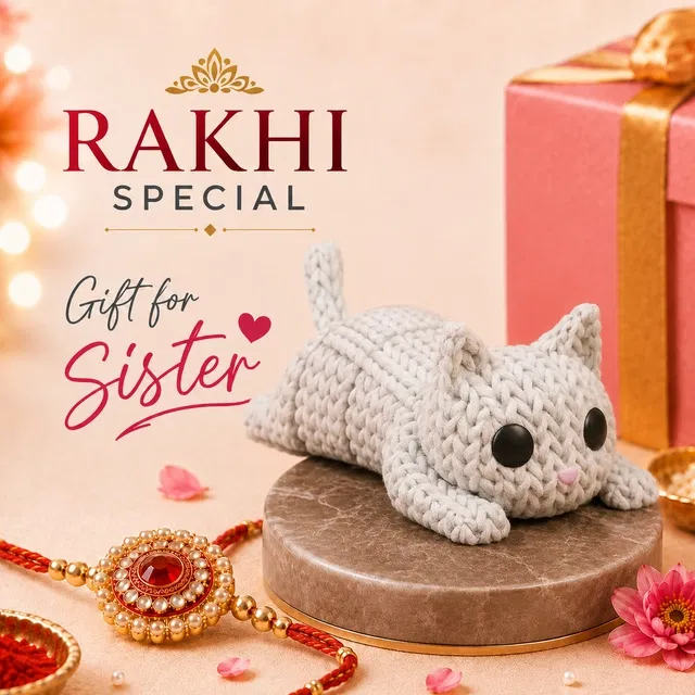 Mini Cat Knitted Figure | Gift for Sister | Rakhi Special
