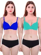 Pibu वीमेन कॉटन ब्रा पैंटी सेट 