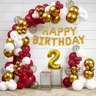Red & Gold Theme 2nd Birthday Balloon Decoration Kit , Multicolor, Pack Of 68