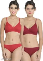Cotton Blend Solid Lingerie Set for Women 