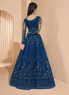 Net Embroidered Semi Stitched Lehenga for Girls 