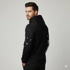 Fleece Printed Hoodie for Men, Black 